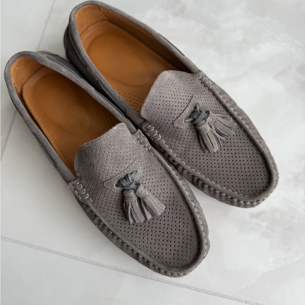 Zara Gray Tassel Leather Loafers for Men - Picture 3 of 7
